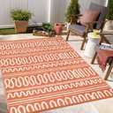 Beeiva Waterproof Outdoor Rug, 6x9 Plastic Outdoor Rug for Patio, Reversible Non Shedding RV Outdoor Mat for Deck, Balcony, Backyard, Porch, Camping, Picnic - Orange (Orange/White (Striped))