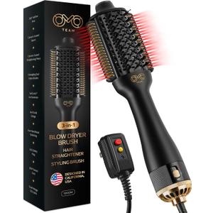 Blowout Brush Hair Dryer, Automatic Dual Voltage 3-in-1 Blow Drying Brush, Ionic Hair Straightener Comb w/No Heat Damage, Light 1.3lb Blowout Tool, Blow Dryer Curling Wand, Hot Air Styler for All Type