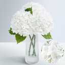 Waipfaru 21" Real Touch White Hydrangea Artificial Flowers with Long Stem & Leaves, Full Latex Faux Hydrangea Flowers for Home Decor Party Floral Arrangements Wedding Bouquets Centerpieces, 3Pcs