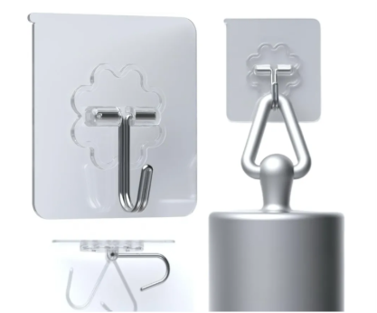 DDMY Heavy Duty Hook 24 Pack Self Adhesive Hooks for Hanging Wall Hooks Transparent Reusable Waterproof Adhesive Sticky Hook for Kitchen Curtain, Towel Bathroom,Coat Shower Door Utility No Damage