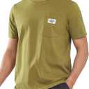 NORTHYARD Men's Cotton Shirts Heavyweight Short Sleeve Casual T-Shirts with Chest Pocket Work Wear (Green, S)