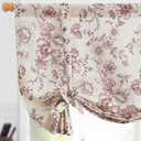 jinchan Tie Up Curtain Double Layer Linen Roman Shades Valance Curtain Floral for Bathroom Window Living Room Cafe Farmhouse Room Darkening Rustic Adjustable 45 Inch 1 Panel Red on Beige