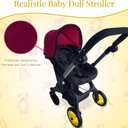 Baby Doll Car Seat Stroller Combo – Convertible 2 in 1 Doll Stroller and Car Seat for Kids – Fits Up to 20” Dolls – Play Toy Baby Stroller with Adjustable Handle for Girls Toddlers All Ages (Maroon), 14x22x25 in