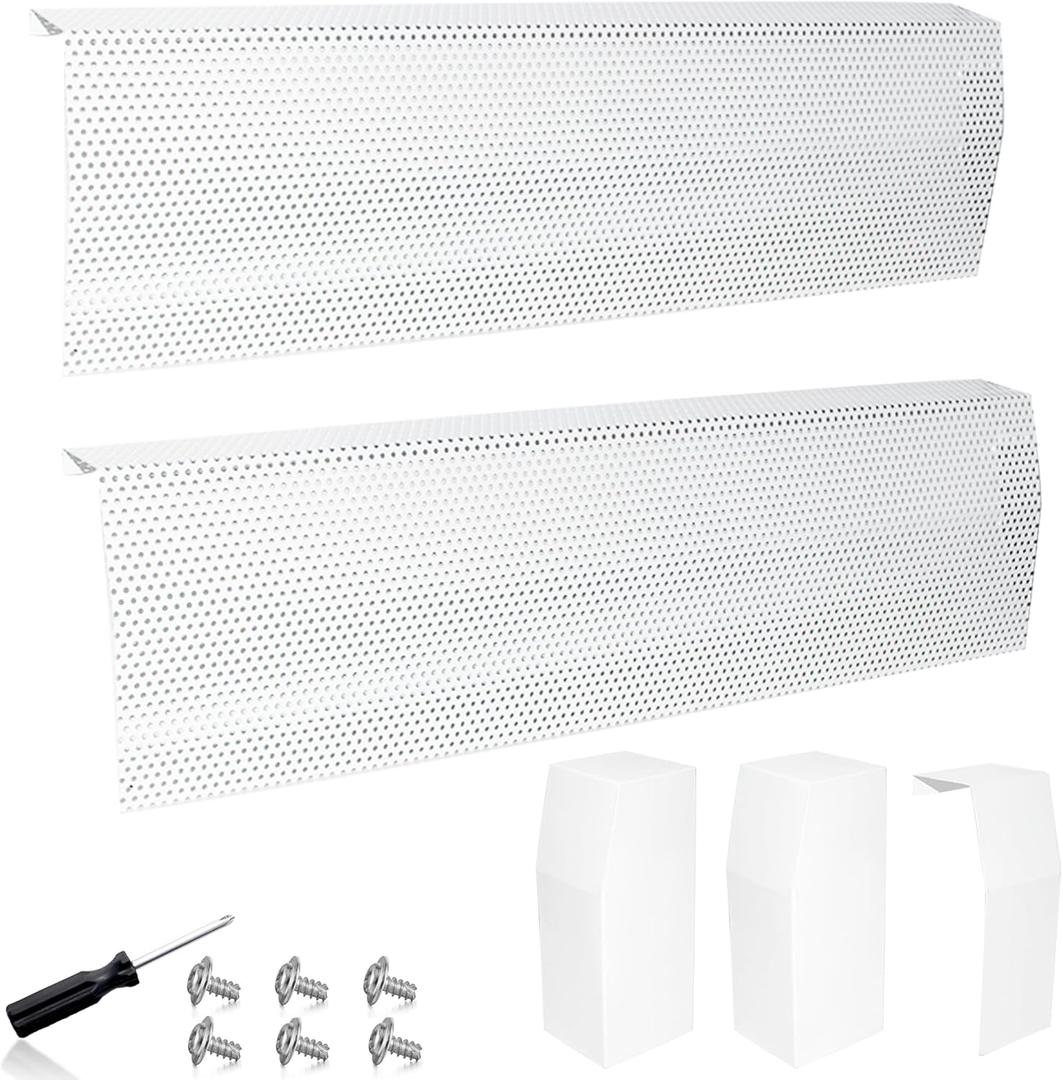 Baseboard Heater Cover, 2FT-4FT Retractable Galvanized Steel Easy Slip-On Baseboard Heater Cover, with Left and Right End Covers, Suitable for Bathroom and Hydronic Home Heating Systems