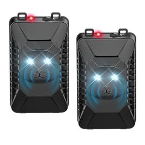 BORHOOD Ultrasonic Rodent Repellent, 2 Pack Plug-in Mouse Rat Pest Bat Squirrels Repellent for Car with Battery Powered Under Hood, Keep Mice Out of Cars Engines, Indoor, Garage, Storage Room-Black