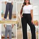 Neer 3 Pack Women's Plus Size Lounge Pants, Wide Leg Yoga Pants Baggy Drawstring Sweatpants with Pockets Casual Loose Jogger (XXXL)