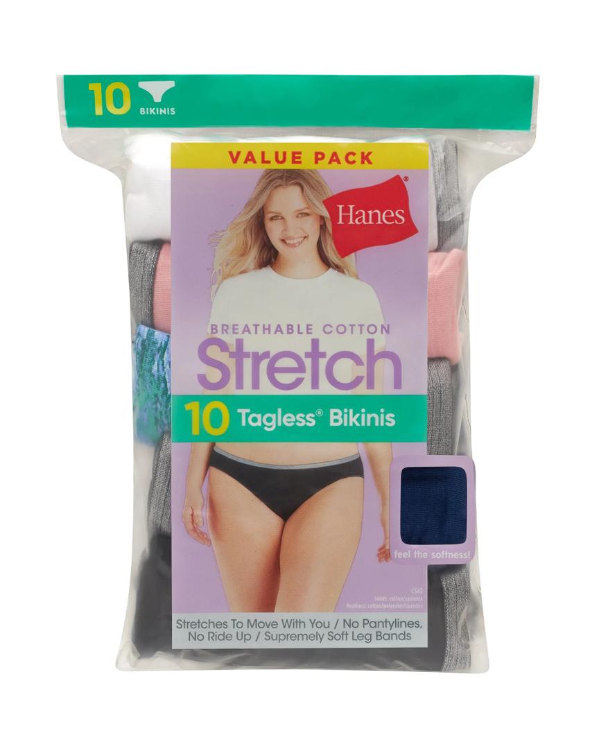 Hanes 10 Tagless Bikini Cotton 6/M
