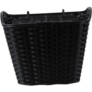 BESPORTBLE Imitated Rattan Woven Electric Bike Basket with Cover Sturdy Plastic Bike Storage Basket for Bicycle Handlebar for Commuting and Shopping