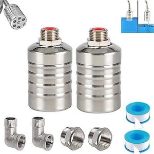 Float Valve, 2 Pack 1/2" 3/4'' Auto Fill Shut off Water Tank Float Valve, 304 Stainless Steel Fully Automatic Water Level Control Valve, Float Valve for Water Tank(2 pcs)