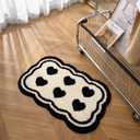 Bathroom Modern Rugs Non-Slip Black with White Mats Funny Heart Design Washable Bath Rugs Microfiber (Double Heart, 2'x1'4")