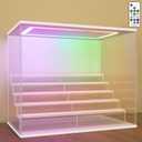 NONEMEY Clear Acrylic Display Case with Light ,3/4/5/6 Tier Multiple Color Lights via Remote Control Dustproof Display Box for Collectibles Figures Mini Toys (6 Tiers 19.6 * 12.5 * 16.5inch)