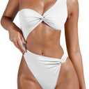 XXTAXN Women's Sexy Thong Cutout Monokinis Tie Beach One Piece Swimsuit Bathing Suit (White) Small