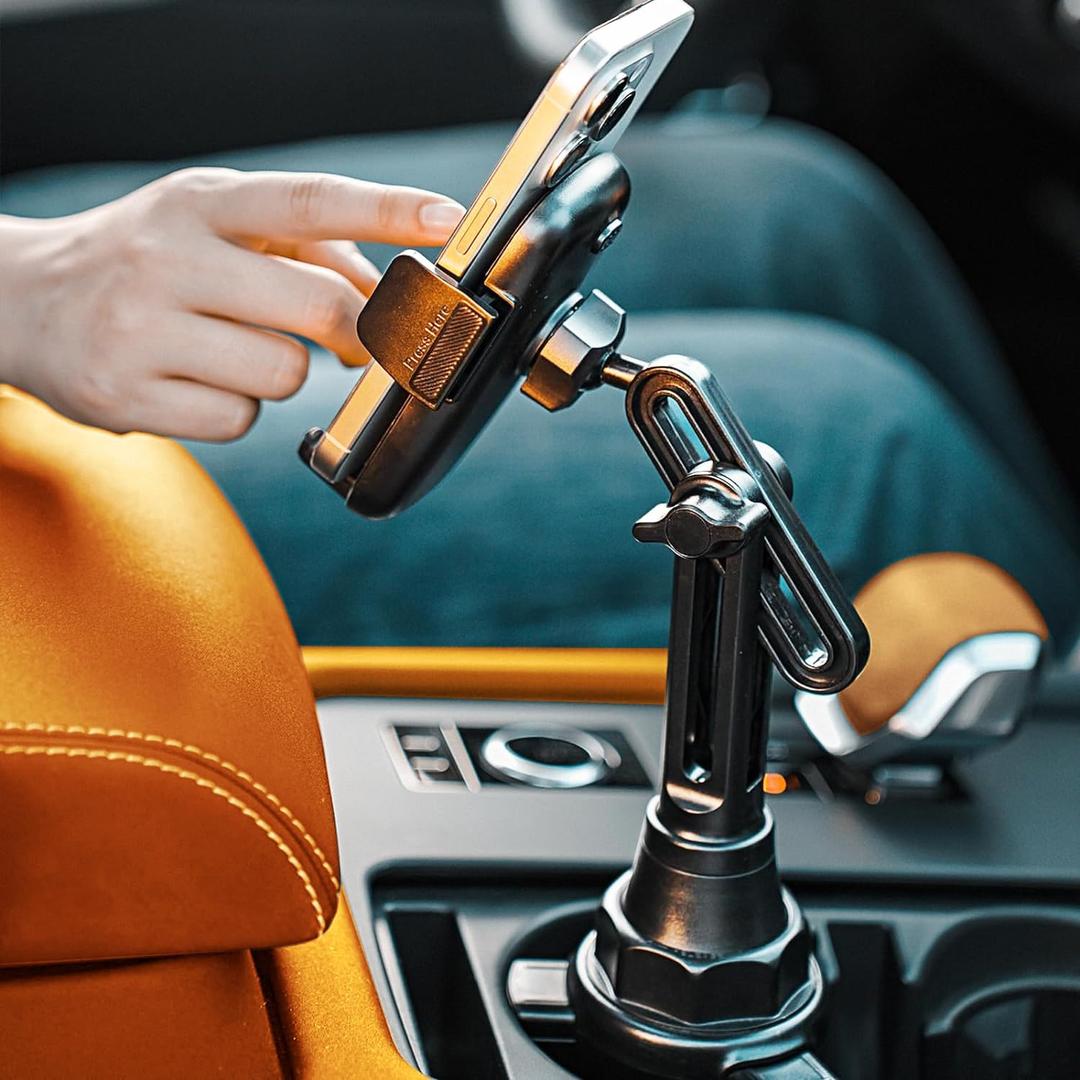 LISEN Cup Holder Cell Phone Holder for Car Mount, 2025 New Cup Phone Holders for Your Car Adjustable Truck Car Accessories for Women Interior Golf Cart Accessories for iPhone Samsung Google (Black)