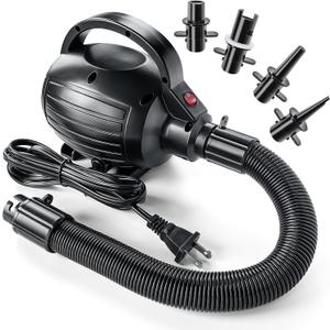 Electric Air Pump for Inflatables-600W-110-120V AC High Power Quick Inflation and Inhalation-Portable air Pump 4 nozzles-Suitable for Pool Toys,Gymnastics Mat,Dog Floating Ramp,Gymnastics