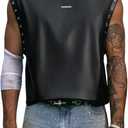 Verdusa Men's Punk Grommet Tank Top Rave Club Sleeveless Going Out Tops Black X-Large