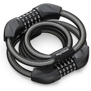 Electric Scooter Lock, Bike Lock with 5-Digit Combination, 12MM Dual Cable Locks, Security 41.3 inch Feet Bicycle Lock Anti Theft for Scooter, Bicycle, E-Bike, Electric Scooter Accessories (Black)