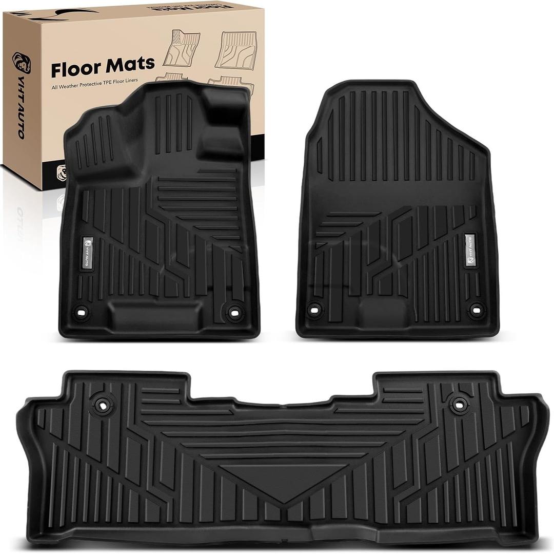 YHTAUTO Floor Mats Compatible with Honda Pilot 2016-2022 7 Seats No Elite, TPE All Weather Car Mats Waterproof Anti-Slip Odorless Floor Liner Front & 2nd Row Liner