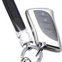 Keychain for Lexus Key Fob Cover TPU Smart Key Case Protector Fit for 2018-2025 ES250 ES350 UX200 NX300h RX350 RX450h GX460 TX550 LX600 LS500 LC500h Accessories (Transparent Silver)