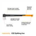 Fiskars X32 Splitting Axe 32", Splitter for Large Wood Logs & Firewood