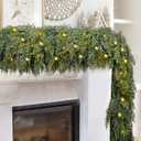 9FT Thick Christmas Garlands with 240 Cedar Branches, 50 Lights, Green Cedar Garland for Christmas Decorations, Artificial Greenery Garland for Table Mantle Wall Indoor Outdoor Holiday Decor (Cedar Pre-lit 9FT Ultra Full (1200 Tips)