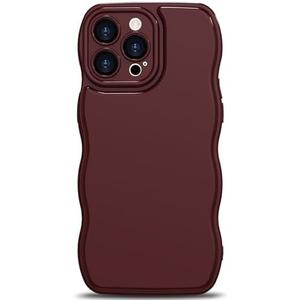 Set of 3,Anuck for iPhone 12 Pro Case Wave, Curly Frame Design for Women Girls, Cute Wavy Solid Color Aesthetic Phone Case Soft Flexible TPU Shockproof Full-Body Protective Cover 6.1" - Red