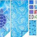 2 Pack Microfiber Thin Beach Towel Lightweight 71x32 Oversized Extra Large Sand Free Towels Quick Dry for Travel Pool Yoga Gym Sports Beach Accessories Vacation Essential Gift (2 Pcs Turtle Shell)