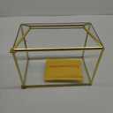 NCYP Small 10.2" x 5.9" x 7.9" Glass Cards Box with Slot and Lock for Wedding Reception - Home Birthdays Party Geometric Decorative, Gold - Slot Length 6.3 Inches (Glass Box Only)