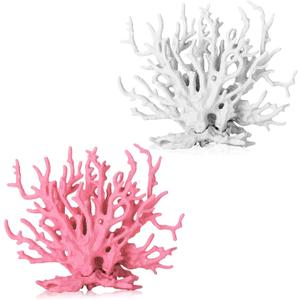 2 Pack Artificial Coral Reef Decor for Aquarium Pink and White Fish Tank Decorations for Landscaping Cute Plastic Ornaments for Terrarium