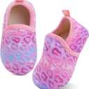 XIHALOOK Toddler Boys Girls House Slippers with Microfleece Lining Cozy Household Shoes Non-slip for Kids (8.5-9 Toddler, E Pink Colorful)