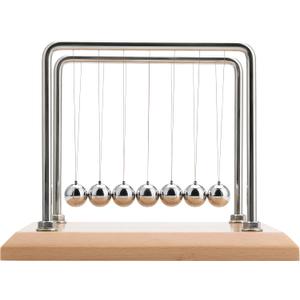 CERROPI Newton Cradle Balance Balls, Newton Pendulum with 7 Balls, Classic Newton Swing Ball, Science Physics Gadget | Desk Toys & Accessories, 55+ Sec Swingtime (Beech & Wood Base)