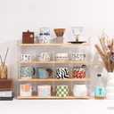 Coffee Mug Holder Wooden Cup Station Organizer 4-Tier Cup Holder for Coffee Bar Mug Display Rack for Countertop Mug Holder Shelf for Home Kitchen Pine Wood