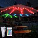 Patio Umbrella String Lights with 16 Color Changing and 12 Modes, Remote Control 104 Ultra Bright LED Beads Waterproof Battery and USB Operated with 8 Light Strings for Patio Umbrellas Camping Tents