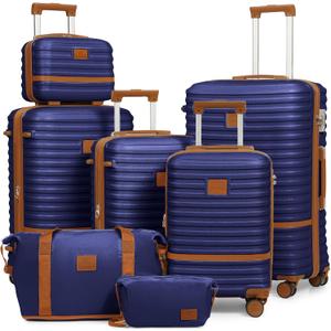 Joyway Luggage Set 7 Piece Suitcase Sets with Spinner Wheel,Hardside Expandable Travel Laggage with TSA Lock(18/20/24/28 Navy)
