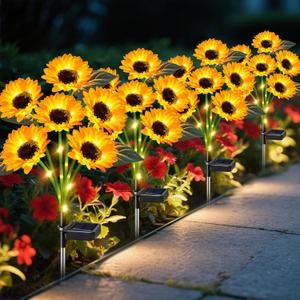 Sunflower Solar Lights Outdoor Decor, 4 Pack Solar Garden Decor 24 Waterproof Solar Sunflower Outdoor Lights for Garden Patio,Flower Bed, Pathway, Gift for Women, Mom, Grandma Sunflower Solar Lights Outdoor Decor, 4 Pack Solar Garden Decor 24 Waterproof Solar Sunflower Outdoor Lights for Garden Patio,Flower Bed, Pathway, Gift for Women, Mom, Grandma