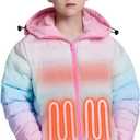 Kids Heated Jacket with Battery Pack - 7.4V Rechargeable Boys Girls Lightweight Electric Heated Coat Winter (Small, Pink Ombre)