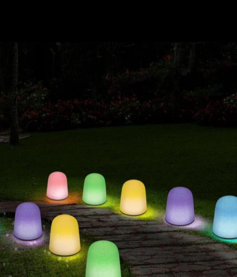 Rossesay 1 Set of 12 C9 LED Gumdrop Christmas Pathway Lights, UL Listed, Christmas Walkway Lights Sugar Coated with Warm White Bulbs, Outdoor Christmas Lights for Lawn Yard Garden Decor (Pastel)