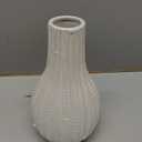 Deco 79 Ceramic Geometric Decorative Vase Dimensional Textured Centerpiece Vases with Varying Shapes and Grid Patterns, Set of 3 Flower Vases for Home Decoration 3" W, 8" H, Cream