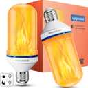 Vicstone Dusk to Dawn LED Flame Light Bulbs Outdoor, 4 Modes E26 Flickering Light Bulbs with Upside Down Effect, Fire Bulb for Halloween Christmas Patio Porch Party Home Indoor Decorations - 2