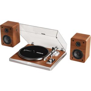 Syitren KORUS Record Player with External Speakers,Bluetooth Turntable,Belt-Drive Turntable 2-Speed, Adjustable Counterweight,Vintage LP Players