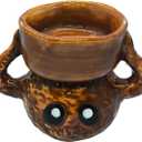 Ghost Candle Holder - Ceramic Halloween Tea Light Holder for Desk Decor, Spooky Cute Short Coal Ball Ornament, Gift for Adults Kids Party Office Desk Accessory (3.7 Inch) (Brown)
