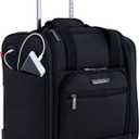 TPRC 15 Underseat Carry-On Luggage Airline Approved Personal Item with USB Charging Port, Black, Underseater 15-inch