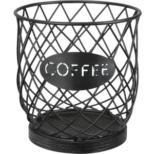 YINMIT K Cup Holder Organizer, Sturdy Coffee Pod Holder Organizer, 35 Kcup Large Capacity Storage Basket for Kitchen Counter and Office Desktop (Black-Circular)