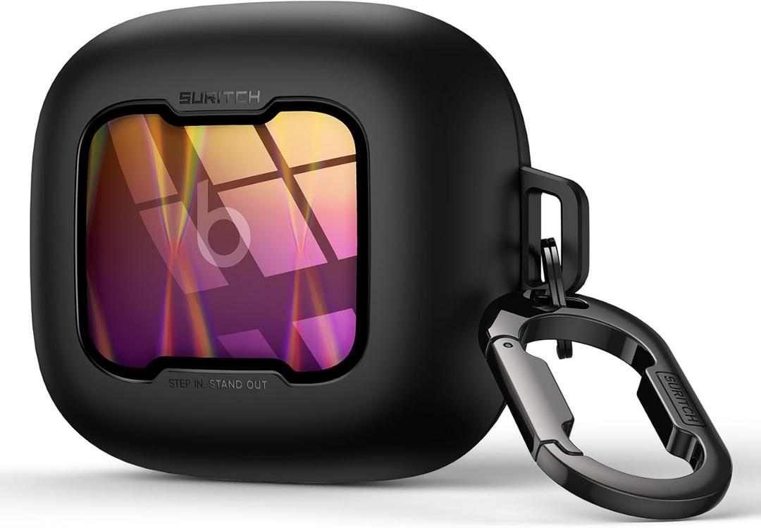 SURITCH for Beats Powerbeats Pro 2 Case Cover, Magnetic Locking Cases for Beats Powerbeats Pro 2 2025, Shockproof Bumper Protective Covers with Carabiner & Keyring & Cleaner Kit, Iridescent Sparkle