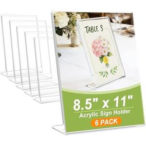 SVOPY 3 Pack Acrylic Sign Stand Holders, 8.5 x 11 Clear Plastic L Shape Table Paper Display Stand, Suit for Displaying Posters, Picture, Flyers, Menu
