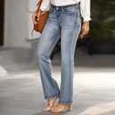 Bootcut Jeans for Women Mid Waisted Wide Leg Denim Pants Casual Curvy Stretch Flare Jeans Trendy (Small, Light Blue)