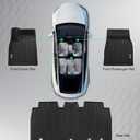 YHTAUTO Floor Mats Compatible with Tesla Model X 2022-2025 (5-Seater), TPE Floor Liners All Weather Custom Fit, 1st & 2nd Row, Set of 3, Black