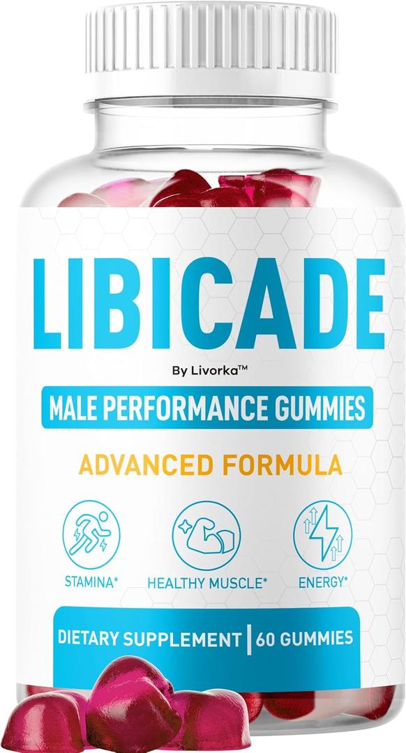 Libicade Gummies - Official Libicade Premium Supplement Gummy for Men - Maximum Strength, All Natural Drive Advanced Formula Daily Support Overall Health & Wellness, 60 Gummies for 1 Month, EXP: 04/2028