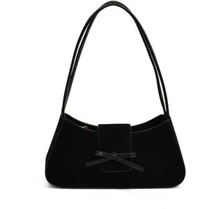 Small Shoulder Bags for Women Suede Handbag Cute Bow Purse Y2K Suede Hobo Handbag Clutch Underarm Purse