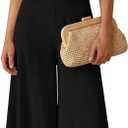 JoyMotion Womens 2 Piece Linen Set Summer Outfits Crew Neck Sleeveless Crop Tank Top Wide Capri Pants Lounge Boho Travel Set (Small,Black)