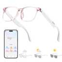 QxzPower AI Smart Glasses with Photochromic Lenses & 144 Language Translation, Bluetooth 6.0 Polarized Sunglasses, UV Protection Bluetooth Glasses for Men & Women, Outdoor Travel Work